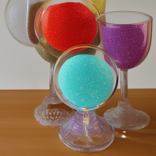 Sparkling Sand in Circular Vases