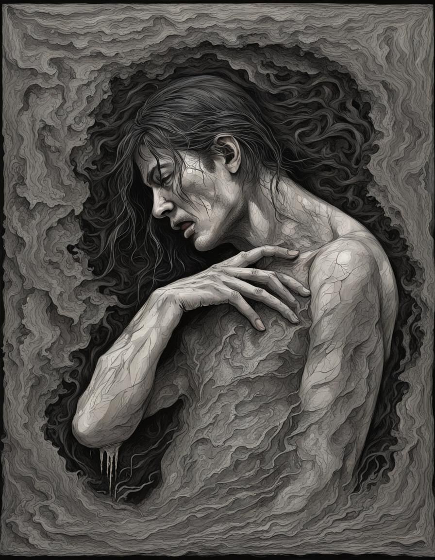 Man Crying Out in Tormented Solitude