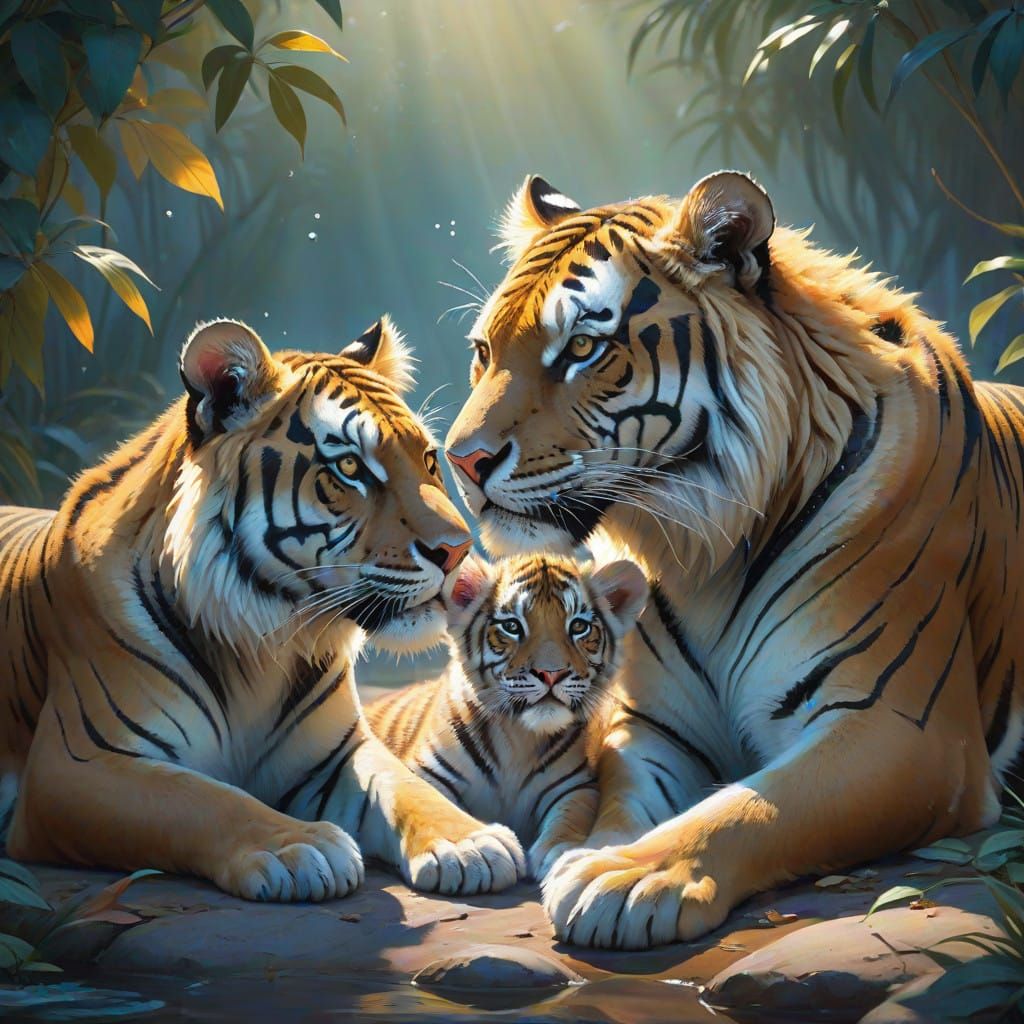 Harmonious Union of Furry Friends in Vibrant Colors