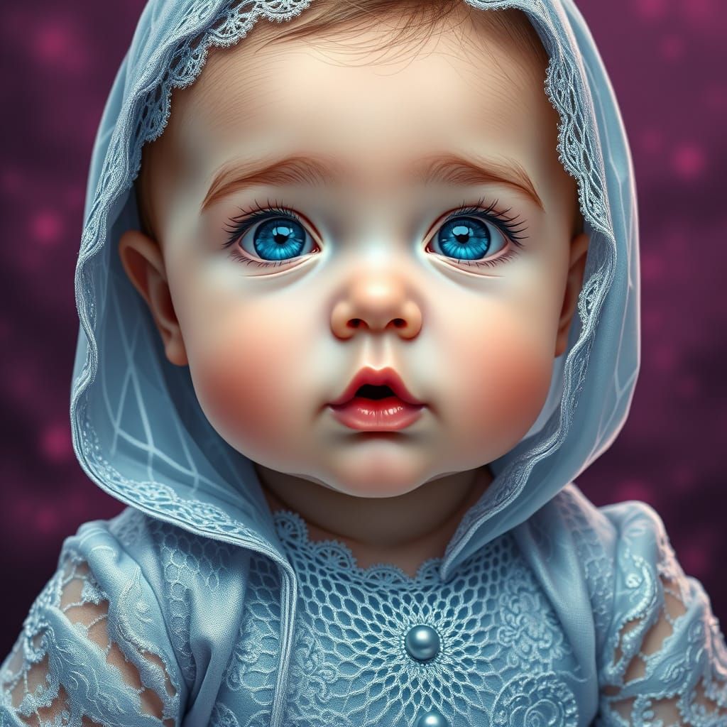 Cute Baby in Sparkling Filigree Lace