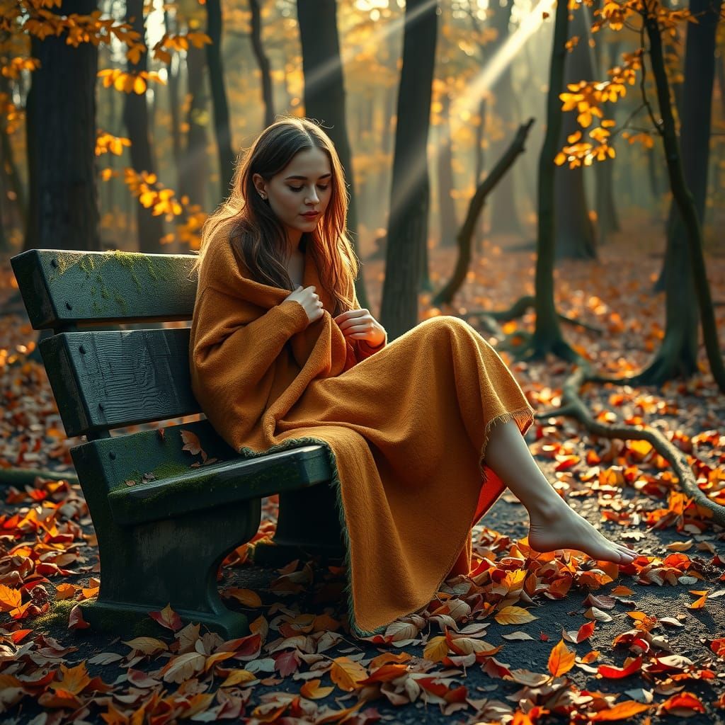 Autumnal Forest Scene in Impressionist Style