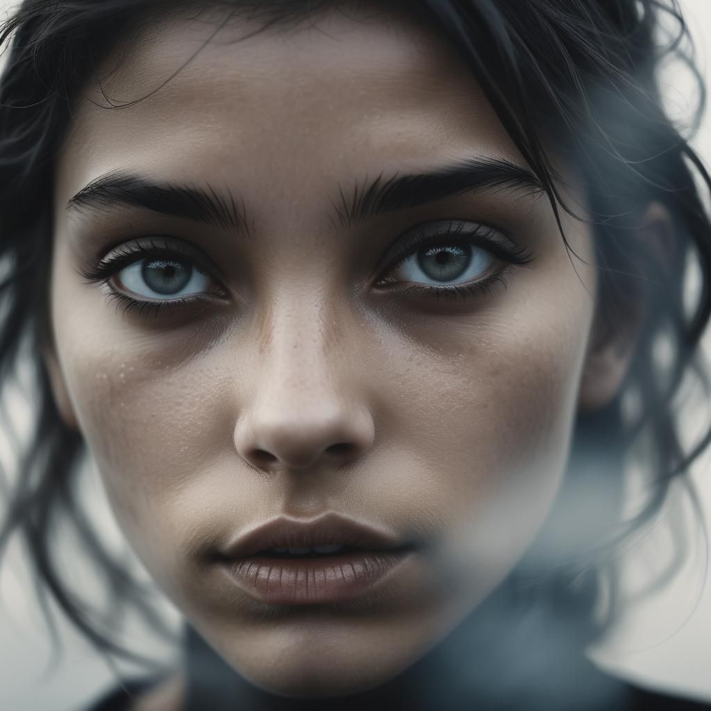 Silhouette Portrait of Girl Playing in Creamy Light