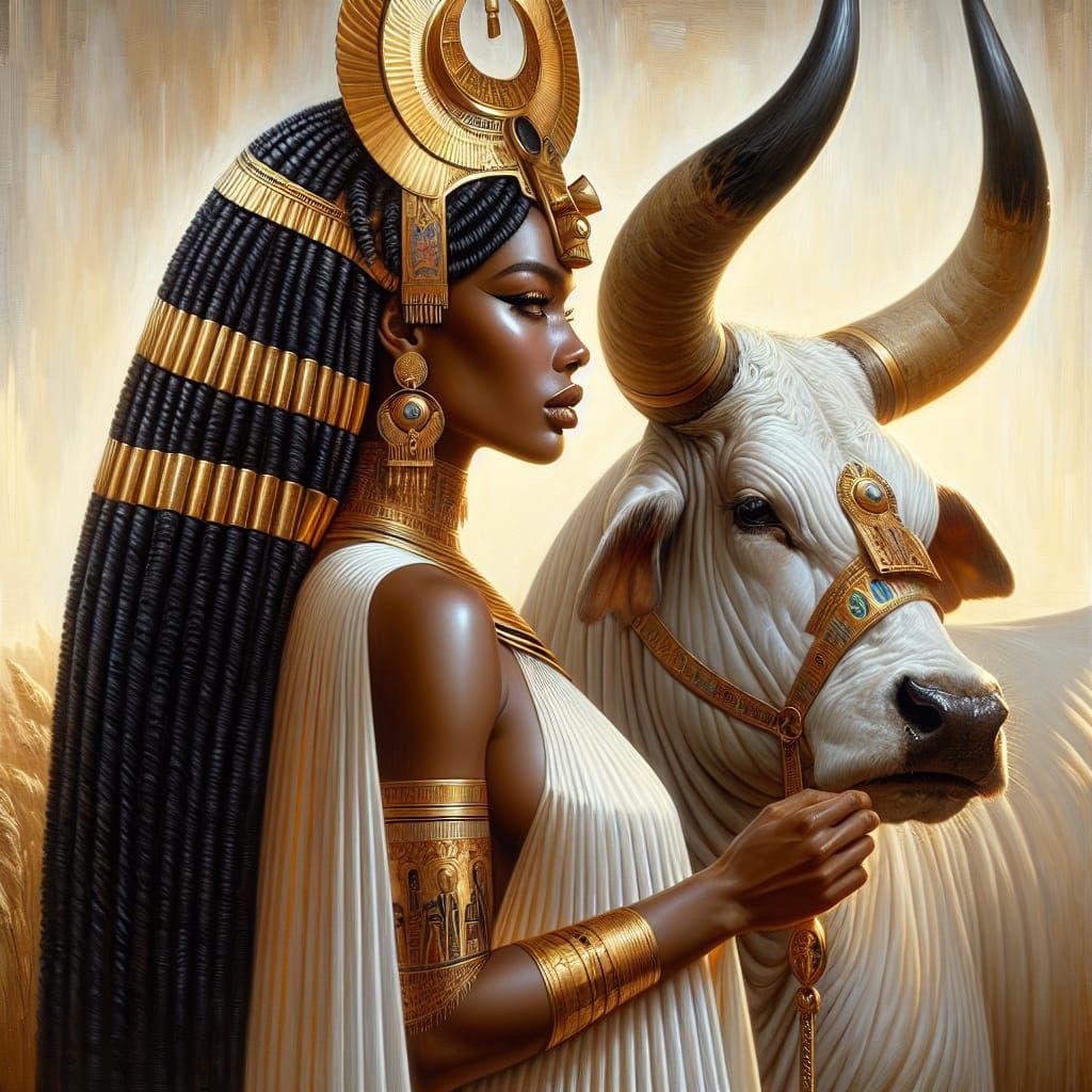 Egyptian Goddess of Abundance in Golden Regalia