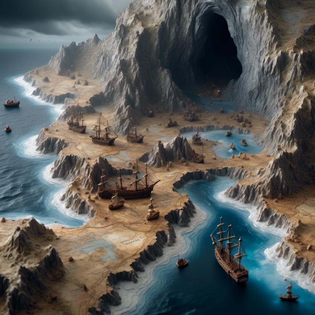 Stormy Coast 3D Map with Skull Cave