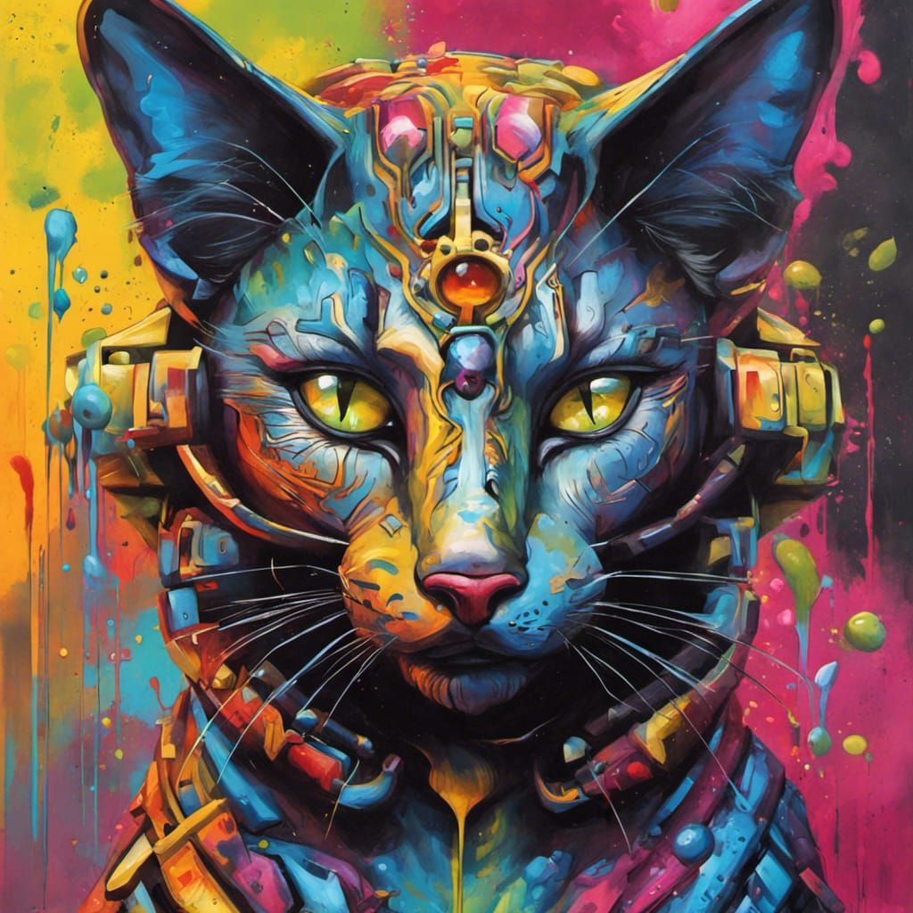 Vibrant Graffiti Art of Bastet