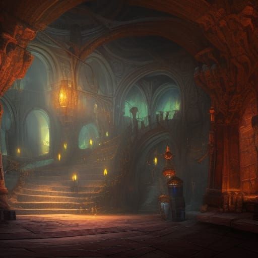 Magical Dungeon: Detailed Matte Painting in Deep Color
