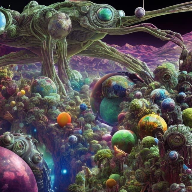 Colorful Alien Life on Fantasy Planet in HDR