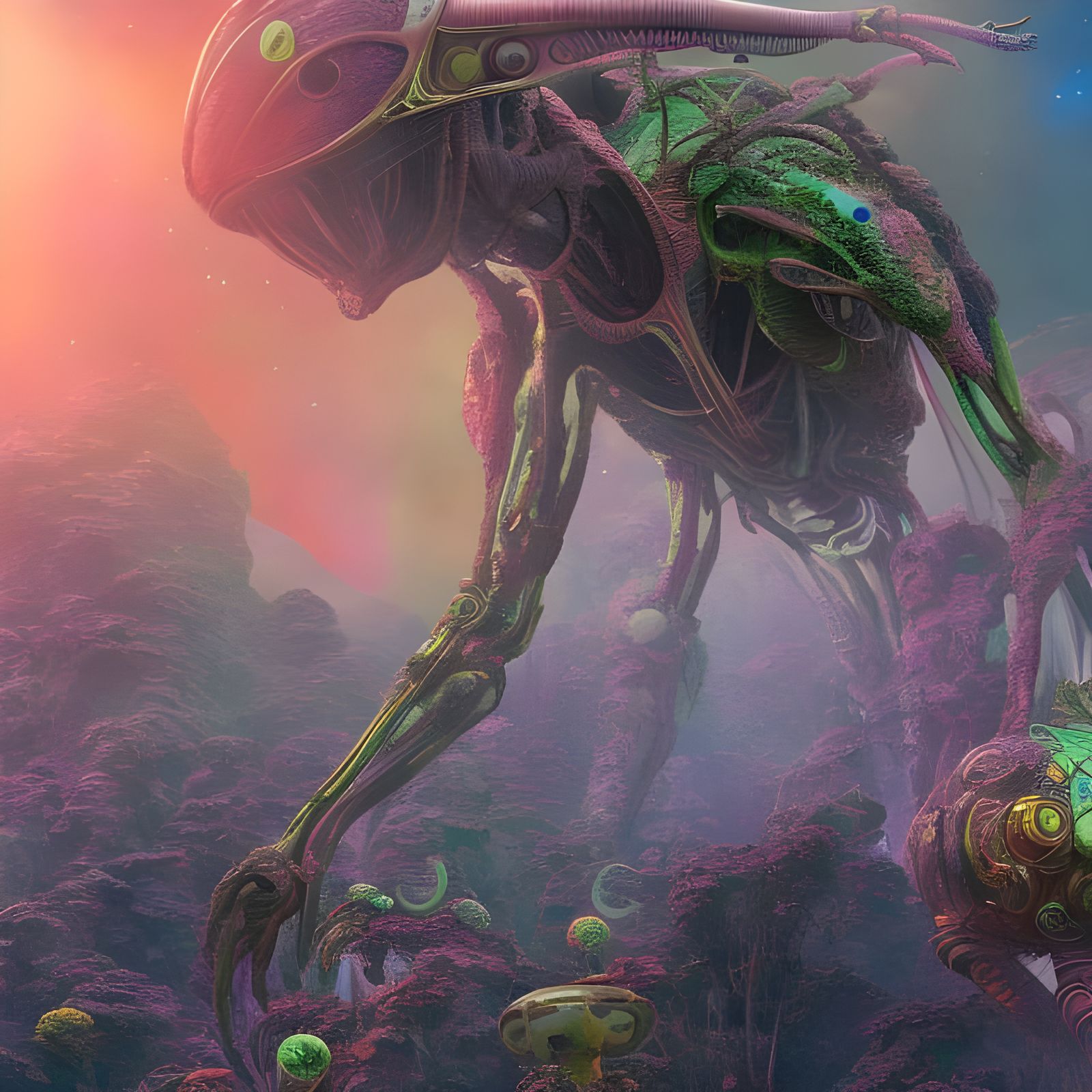 Exotic Alien Life on Fantasy Planet in HDR