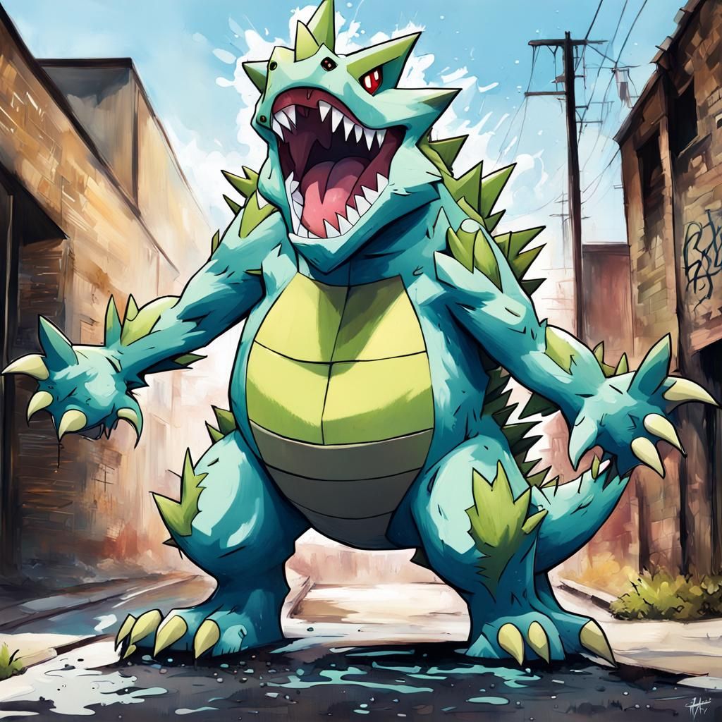 Tyranitar Pokémon in a Graffiti Art Style