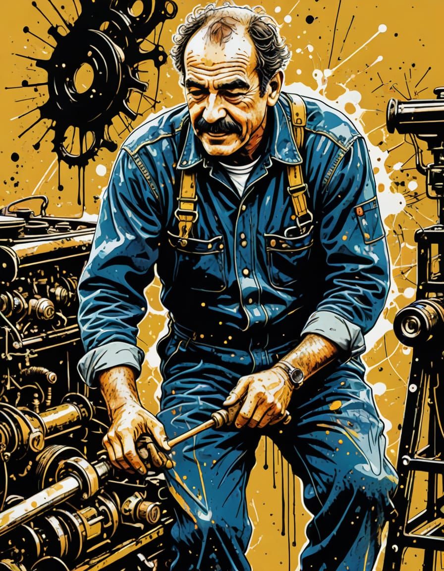 Greasy Mechanic: Expressive Ink Drawing in Tinguely Style