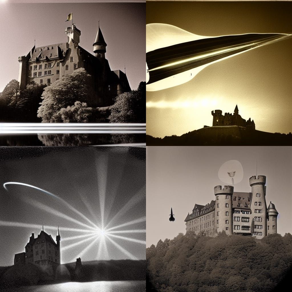 Steampunk Zeppelin Lasers Over Ancient Castle