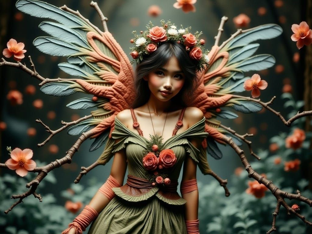 Cherry Blossom Fairy in Digital Painting Style