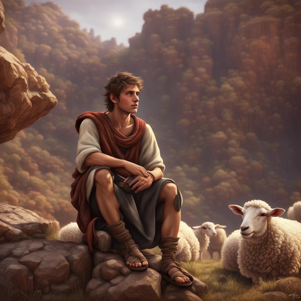David the Shepherd Boy in Bronze Age Landscape