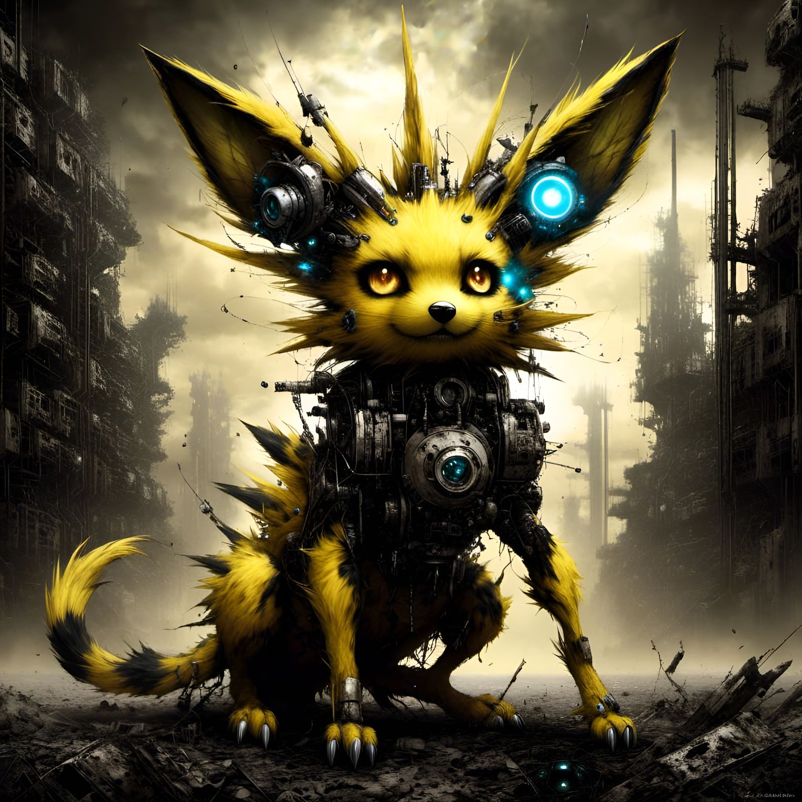 Robotic Jolteon Pokemon Portrait