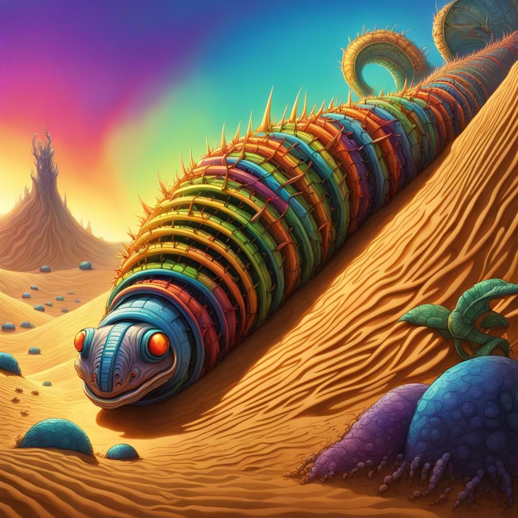 Wonderland, rolling, rational , robotic, mecha caterpillar, Reticulated, rainbow , rotating, rapid, rhomboid segments, r...