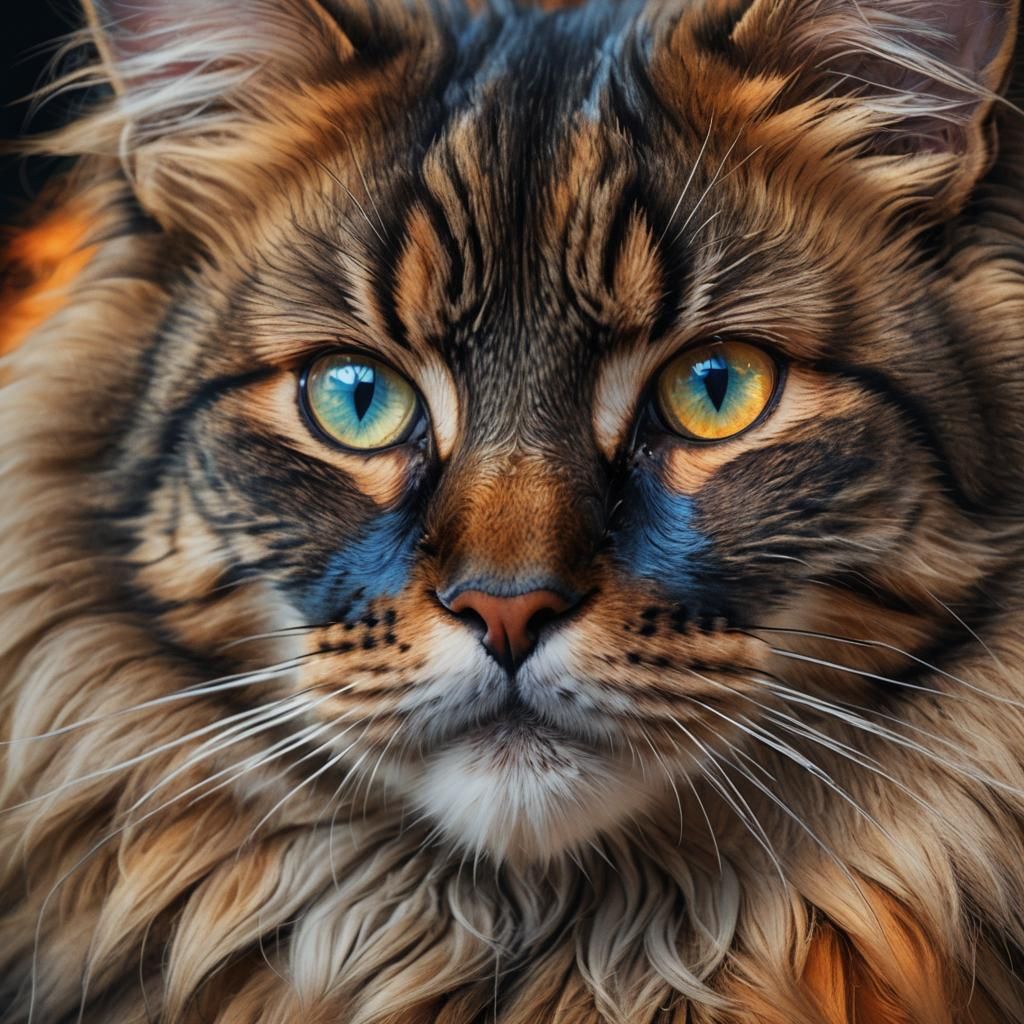 Majestic Maine Coon Eye Close-Up: Digital Painting