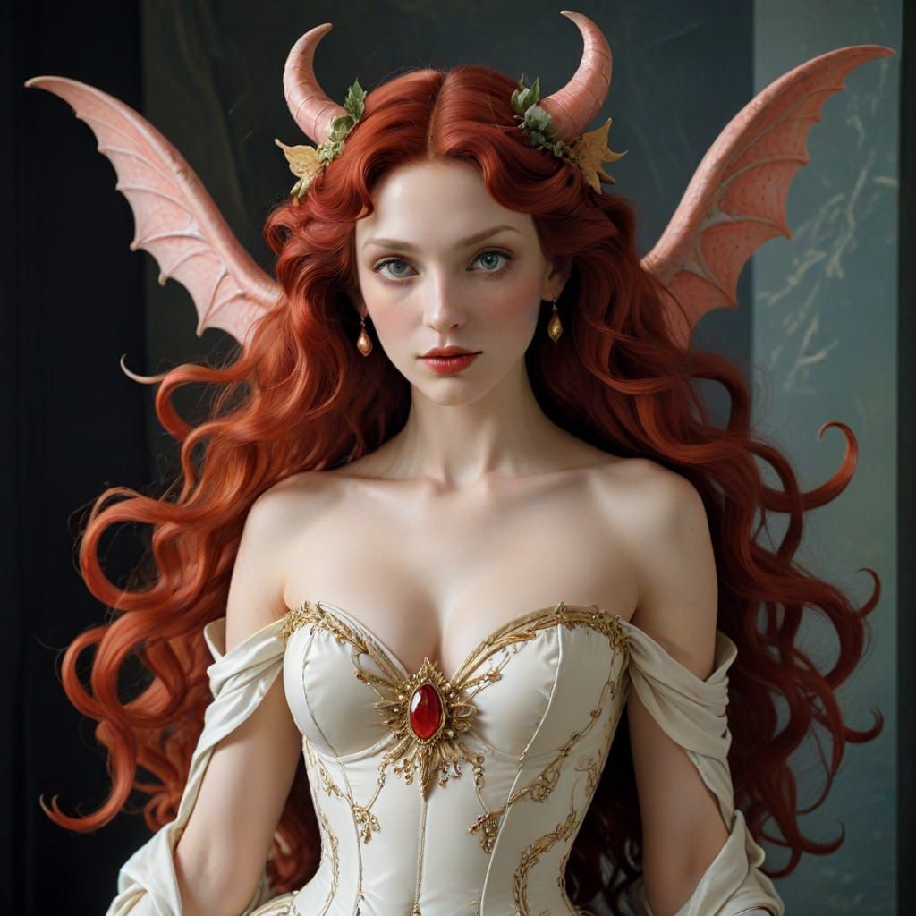 Sweet Demoness in Botticelli Style