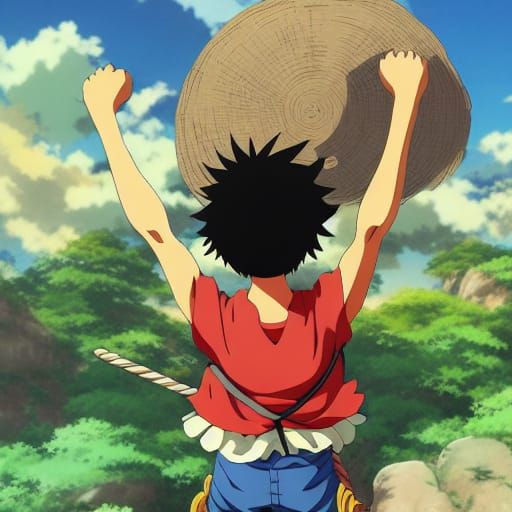 Luffy in Studio Ghibli Anime Style