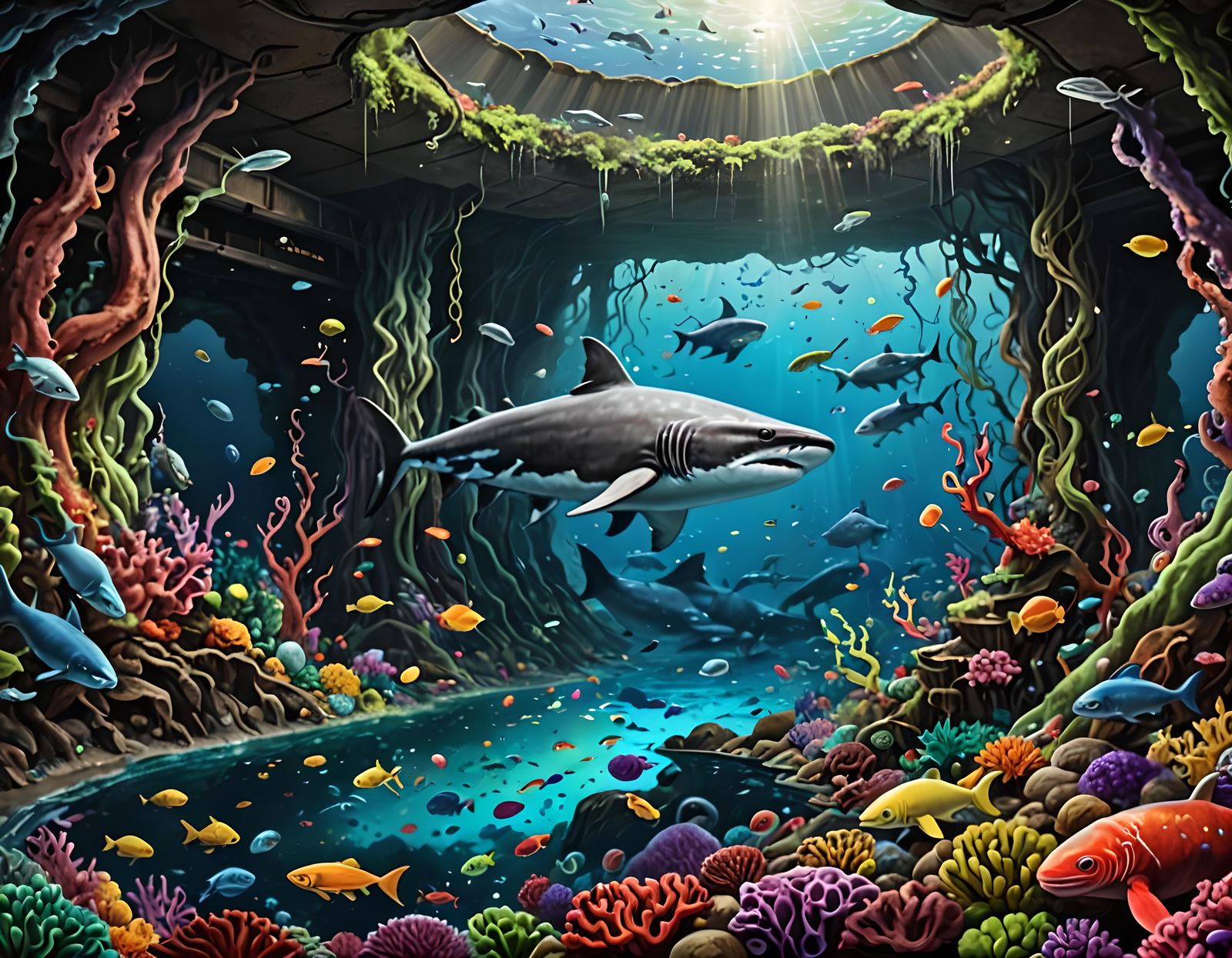 Psychedelic Underwater World with Fukushima Tsunami