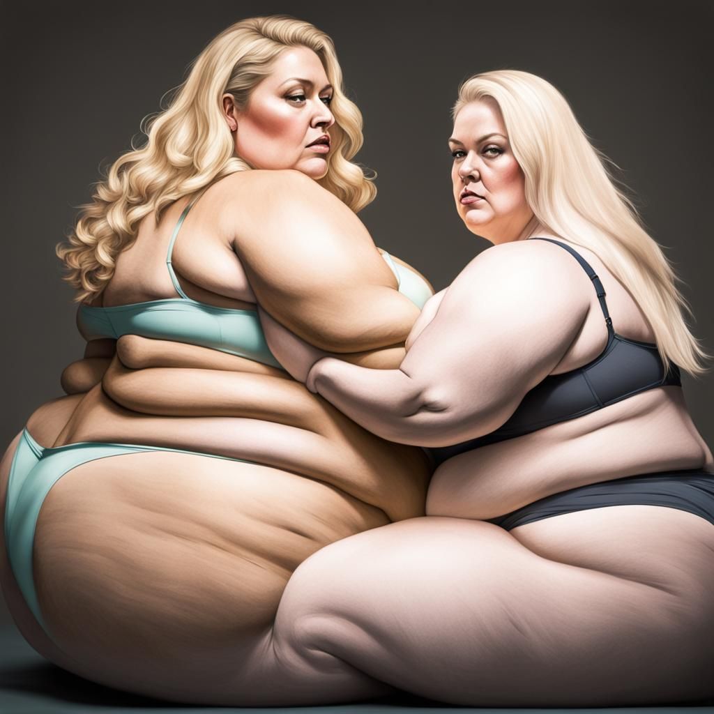 Obese Woman Sitting on Thin Woman