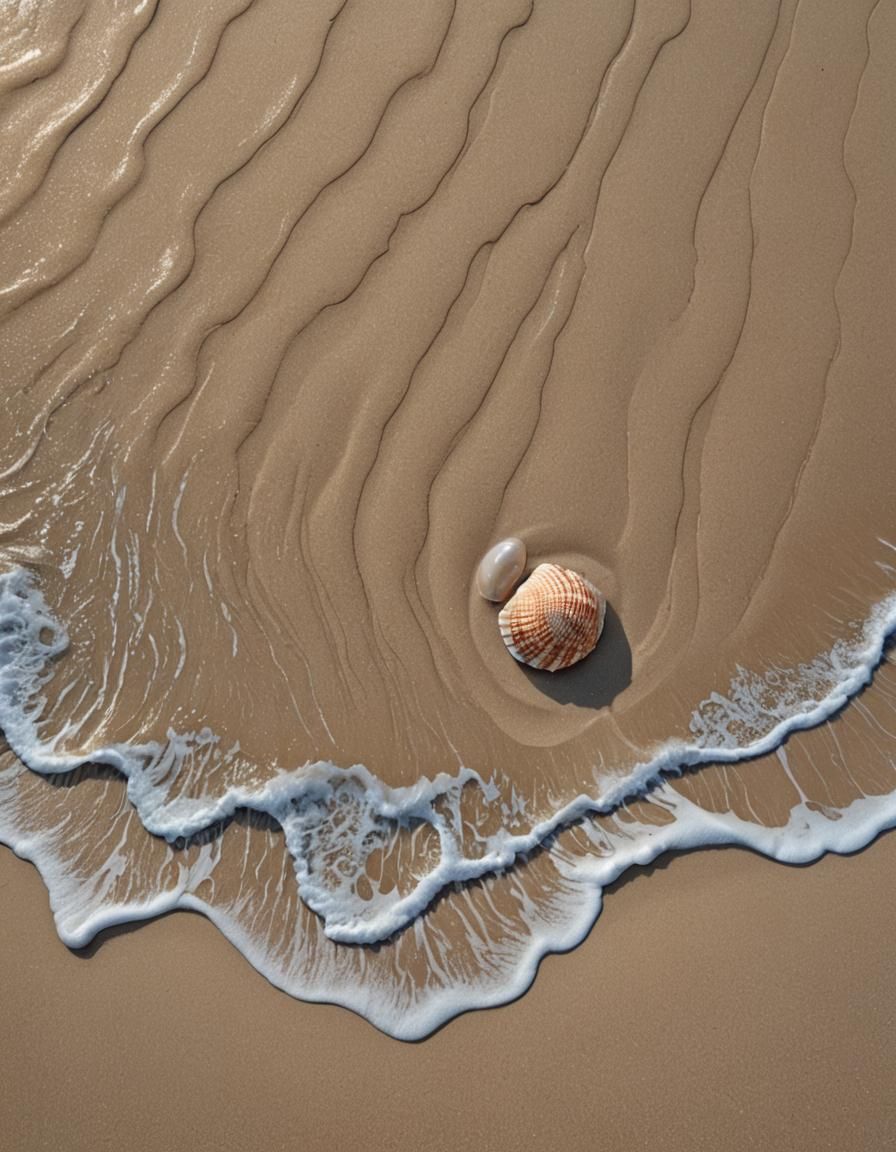 Ocean Wave Recedes on Glittering Sand