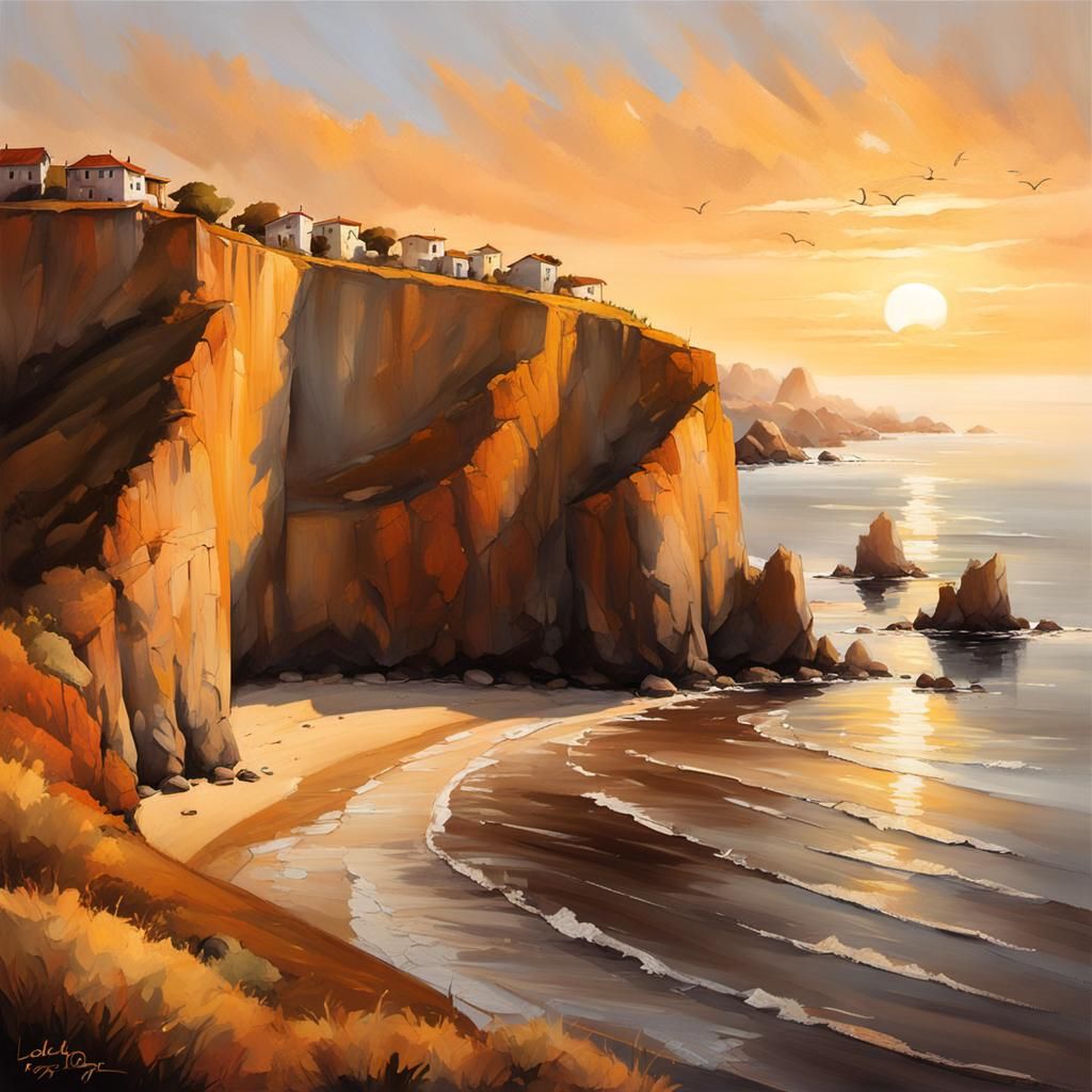 Golden Coastal Cliff in Earthy Brown Tones