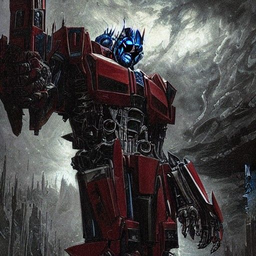 Optimus Prime in Dark Fantasy Style