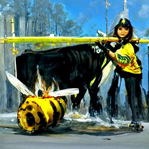 Surreal Race Scene in Oil Painting Style