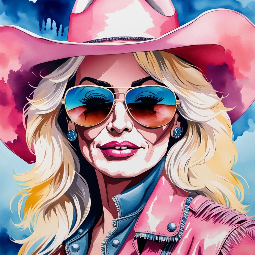 Dolly Parton Pop Art Watercolor Portrait