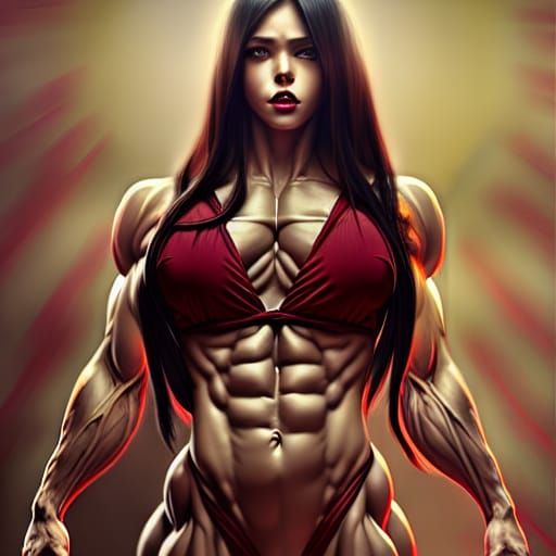 Crimson Eyed Goddess: Hyper-Detailed Digital Illustration