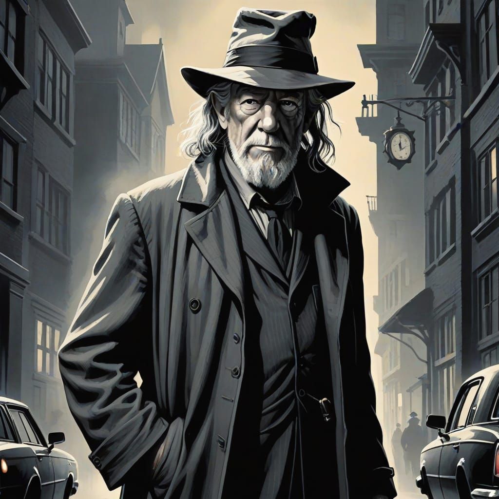 Gandalf as a Detective in Noir Style