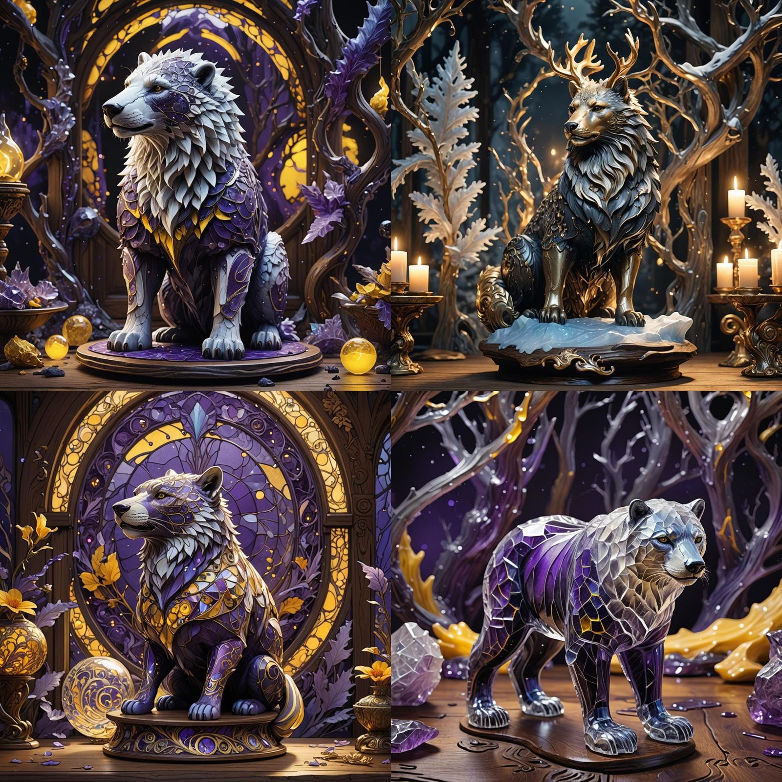 Arctic Animal Enameled Figurine in Dark Fantasy Style