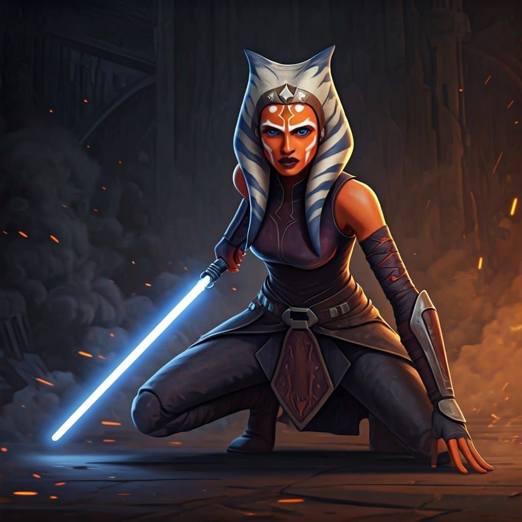 Ahsoka Tano Ready for Battle in Sci-Fi Style