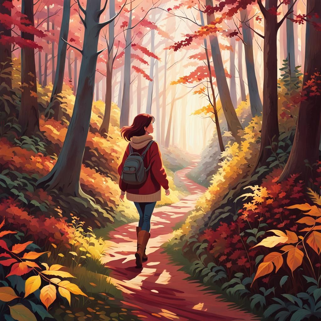 Vibrant Autumn Walk in a Cozy Forest Glade