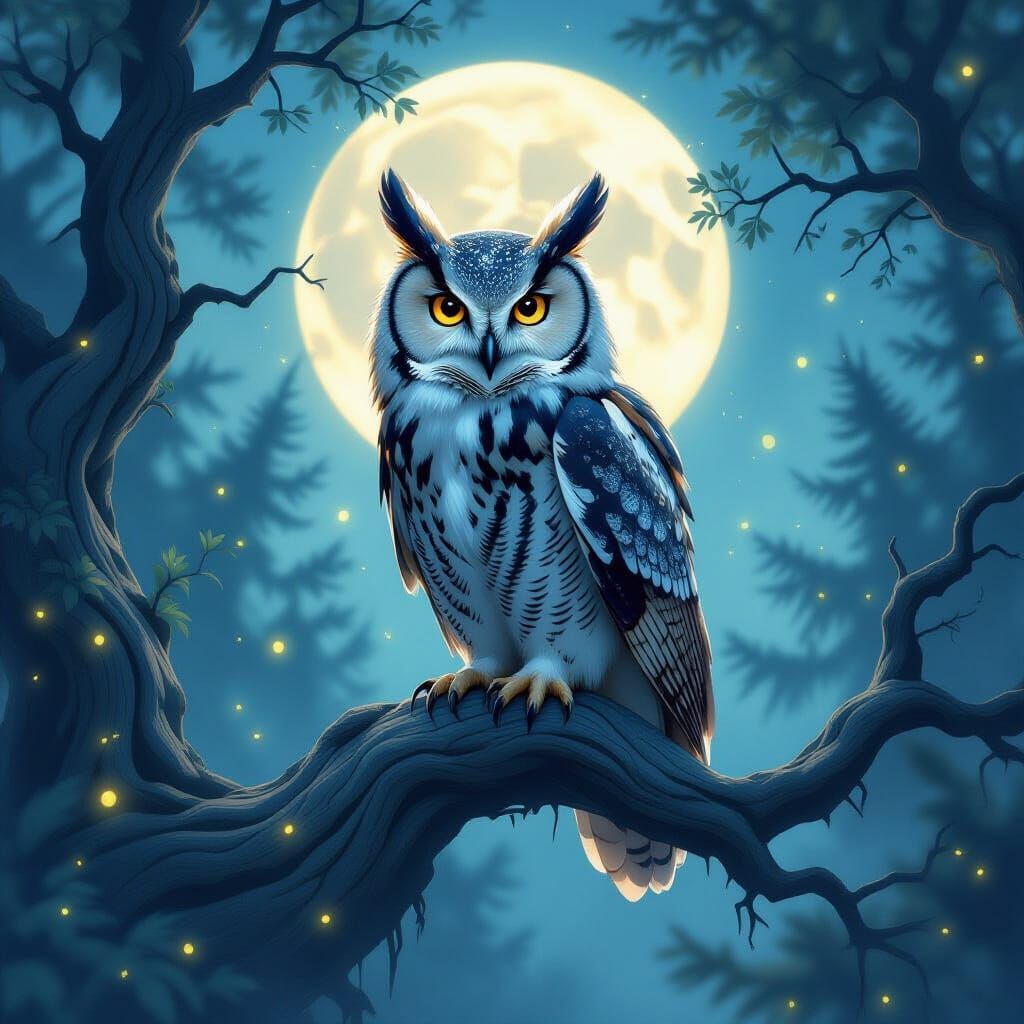 Majestic Owl in Ethereal Forest Glow