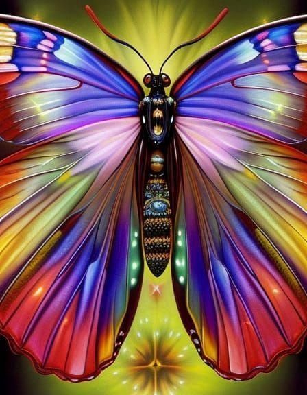 Beautiful Moth Woman with Symmetrical Wings