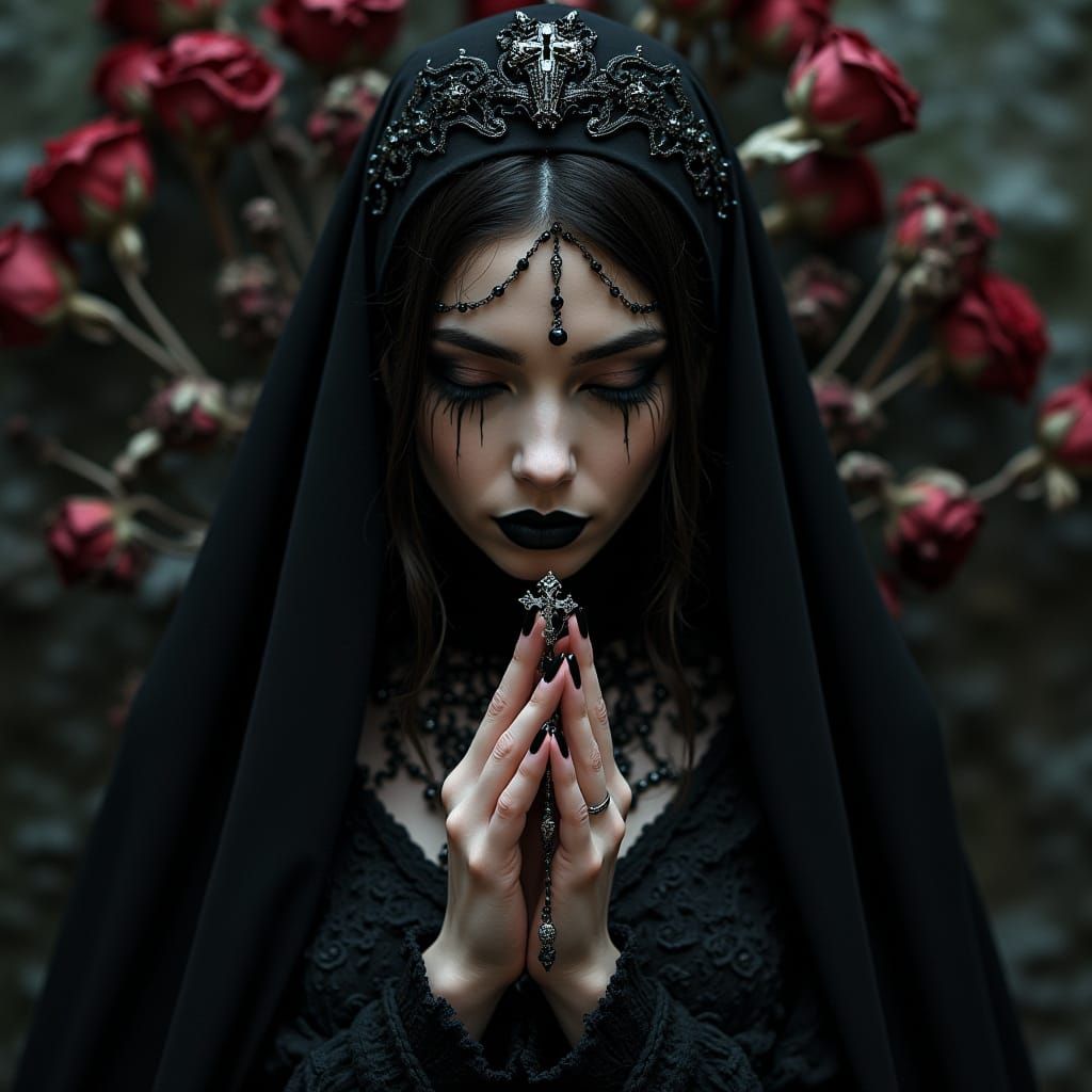 Elegy in Black: A Gothic Catholic Woman in Mourning