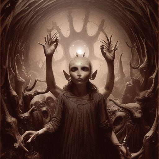 Dark Fantasy Scene Inspired by Pan's Labyrinth