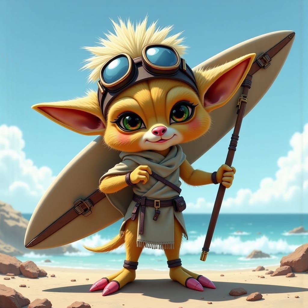 Ickwonaught Surfing with Pink Nails