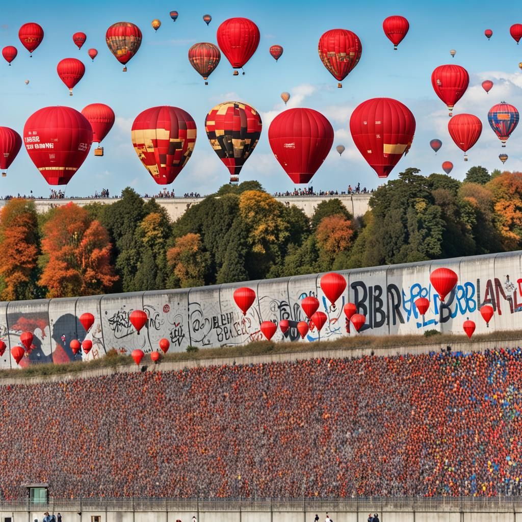 99 Red Hot Air Balloons Over the Berlin Wall 1987