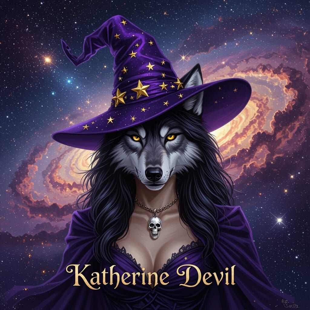 Witch Wolf Katherine Devil in Cosmic Space