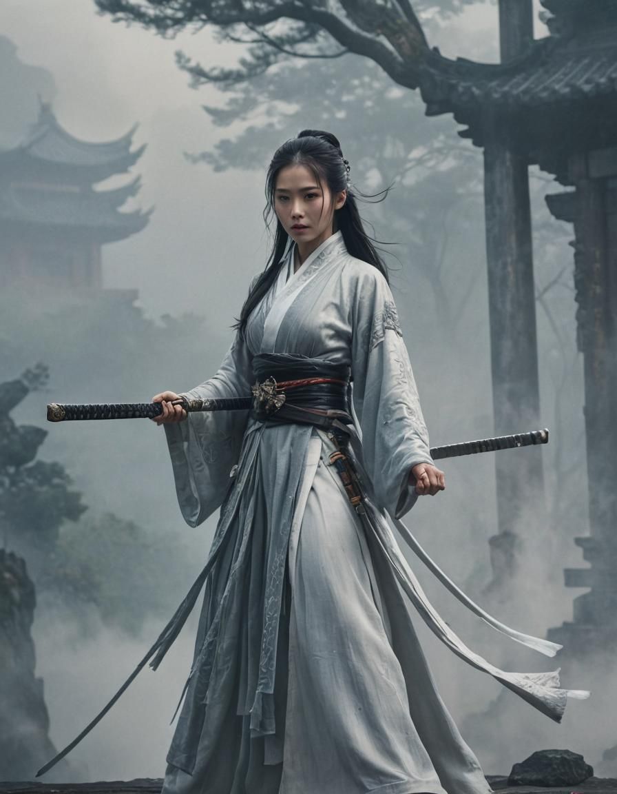 Chinese Assassin at Mount Emei in Wuxia Style