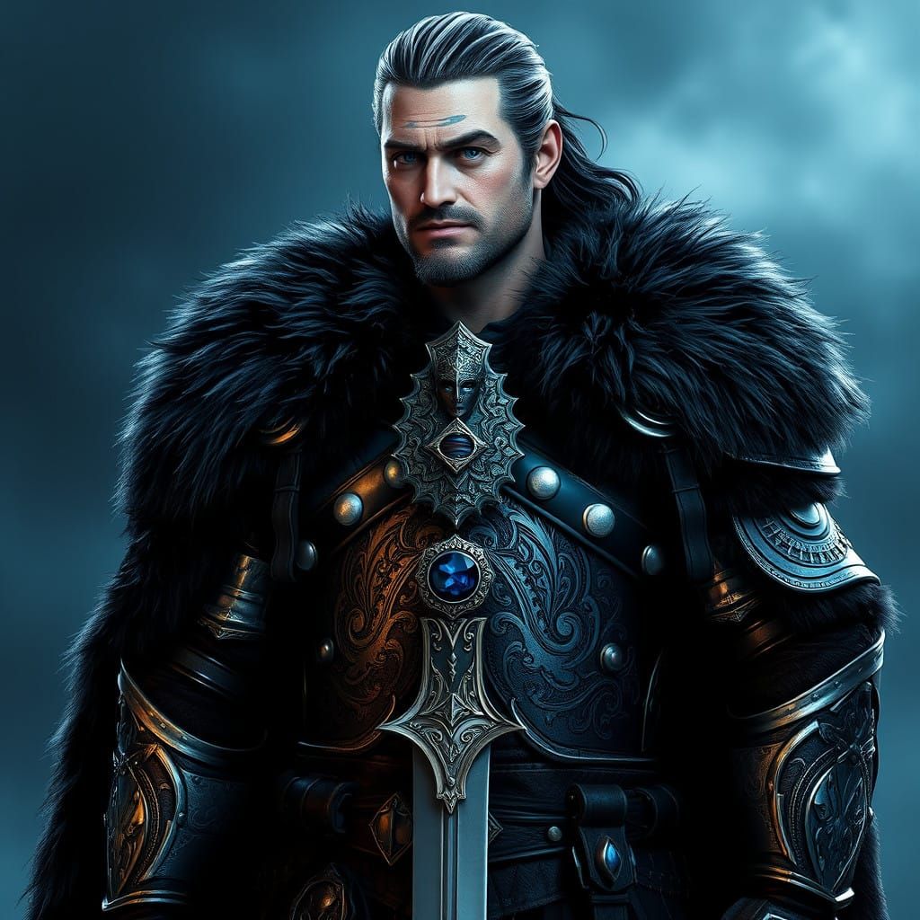 Epic Fantasy King in Frosty Armor