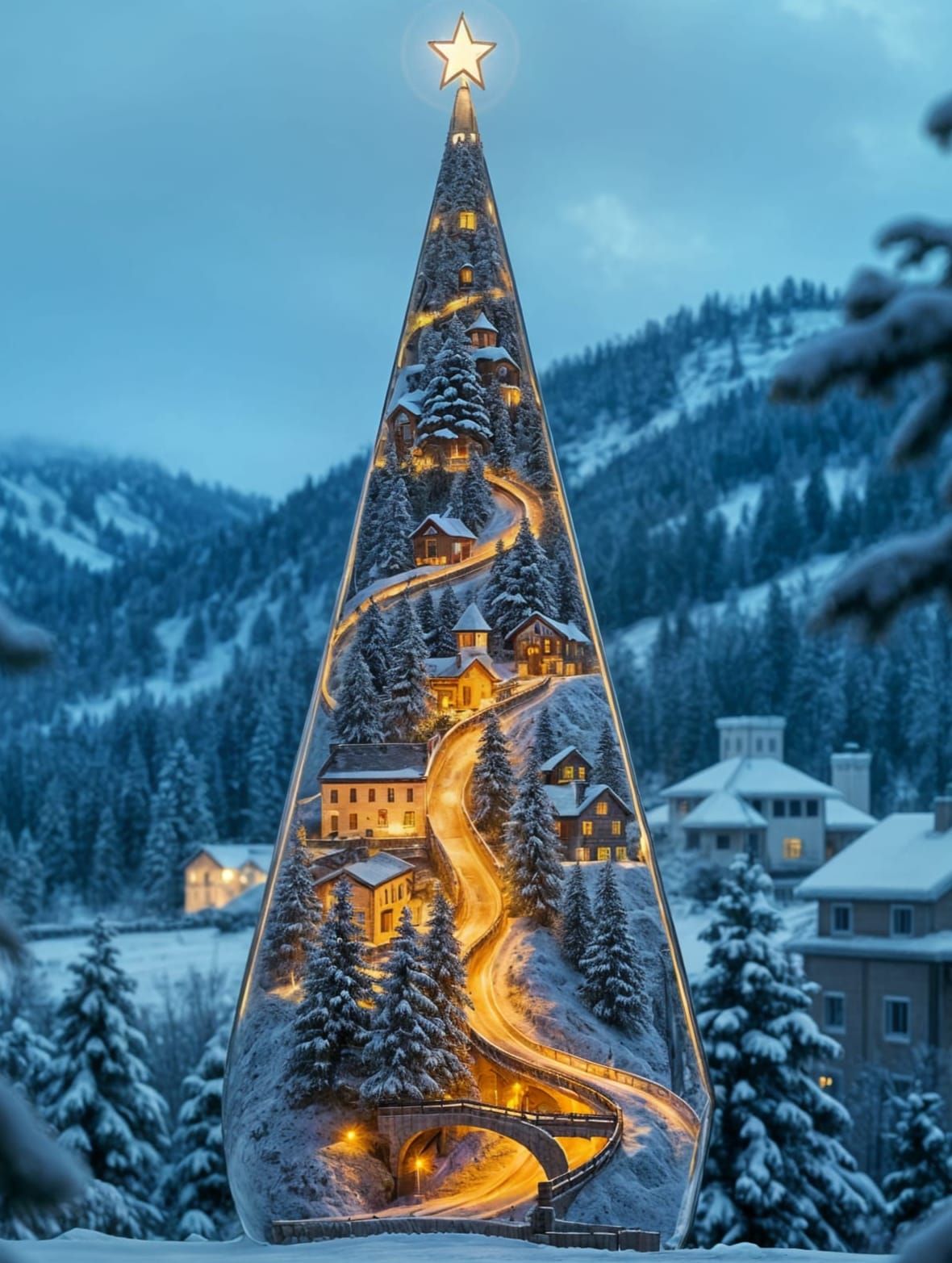 Winter Wonderland Christmas Scene in Elegant Arabesque Style