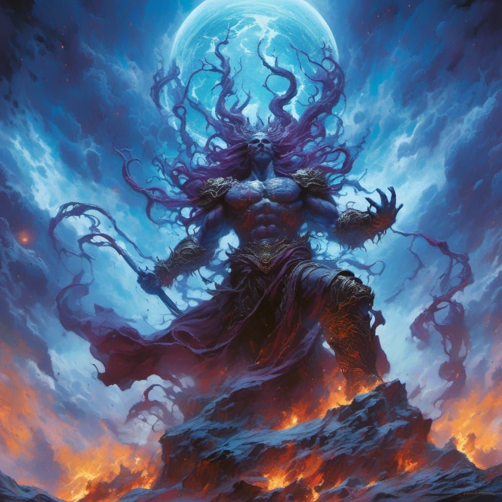 Draenei Shaman Casts Lightning in Warcraft Art Style