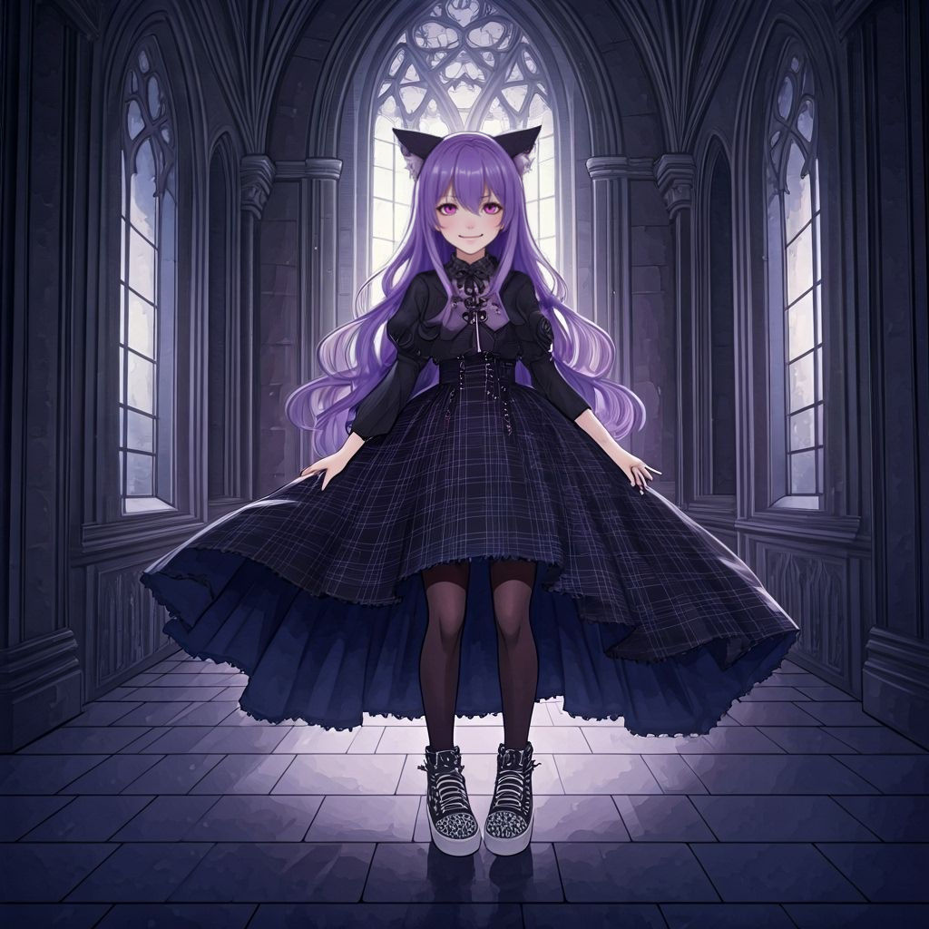 Gothic Castle Portrait of Purple Haired Woman