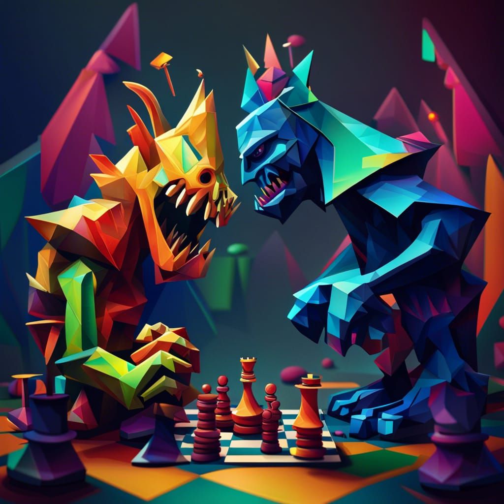 Monsters Play Chess in Cubist Style