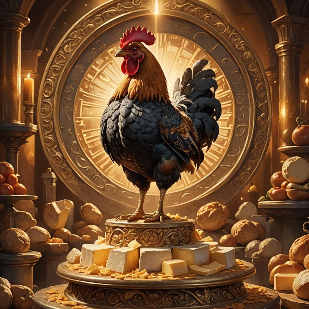 Majestic Chicken with Cheese: Fantastical Digital Art
