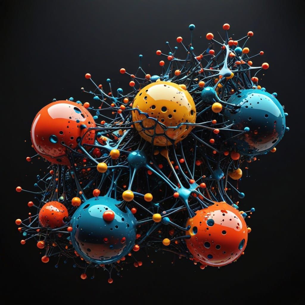Entangled Molecular Structures in Surreal 3D Rendering