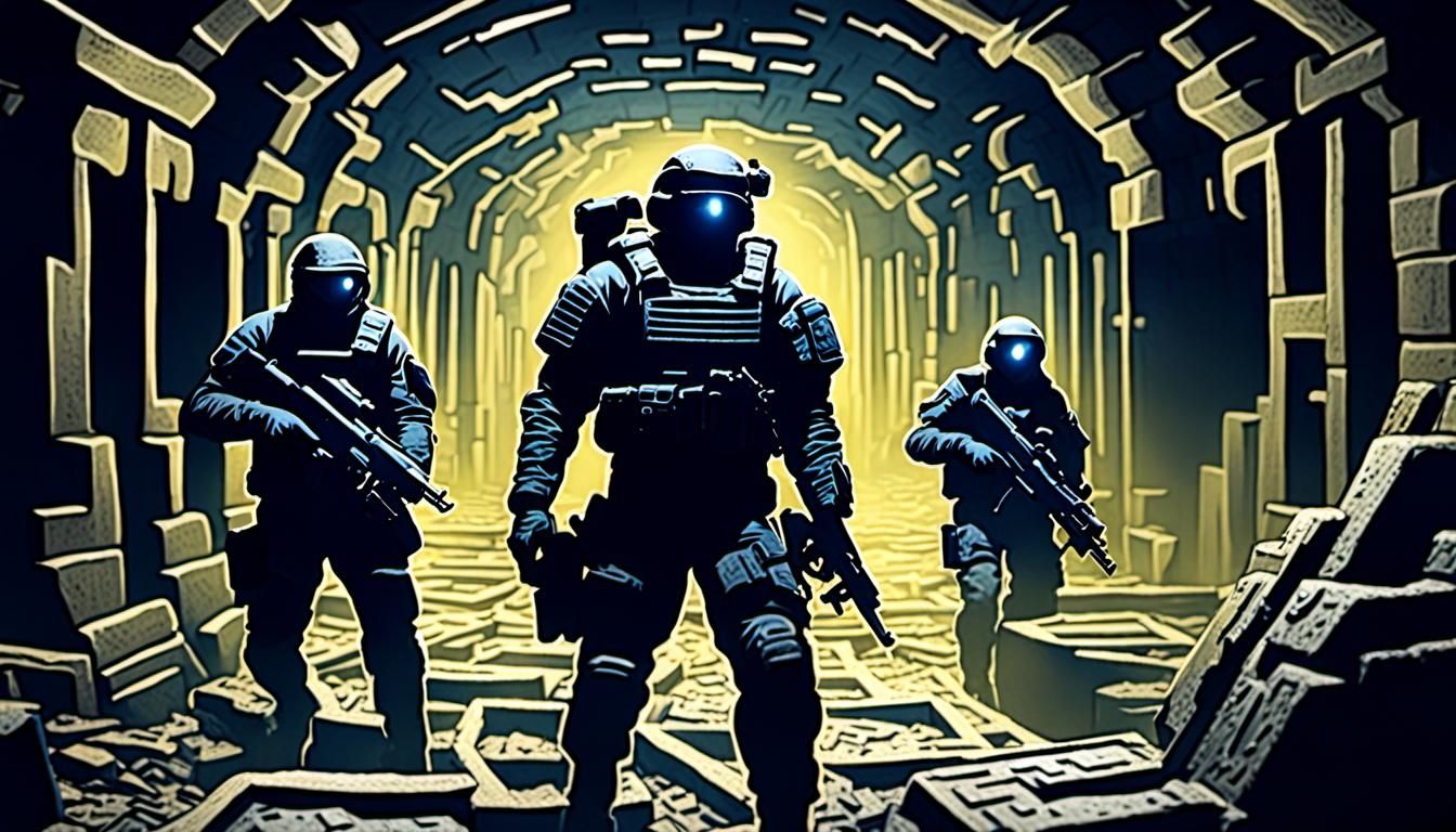 Special Ops Team Exploring a Haunted Maze